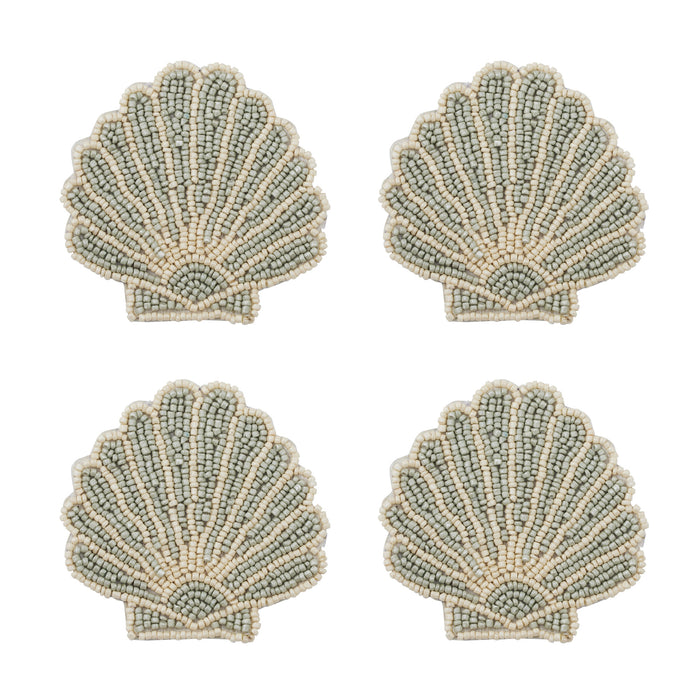 Set of 4 Venus Beaded Coasters in Seafoam