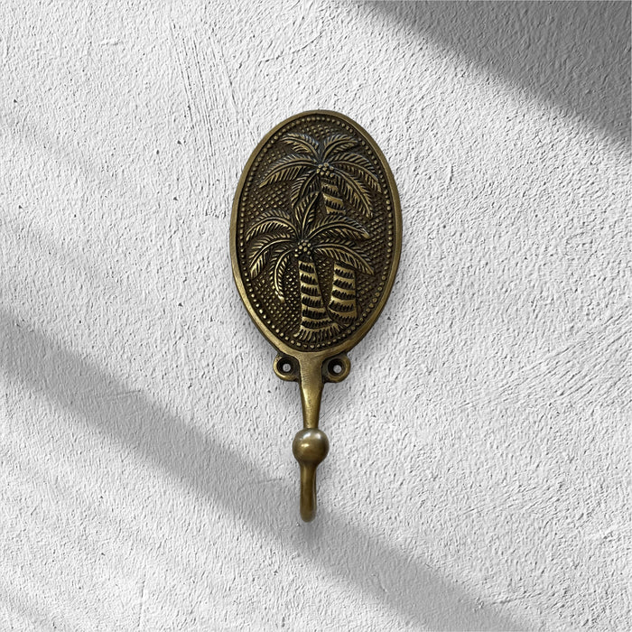 Oval Brass Plaque Hook - Twin Palms