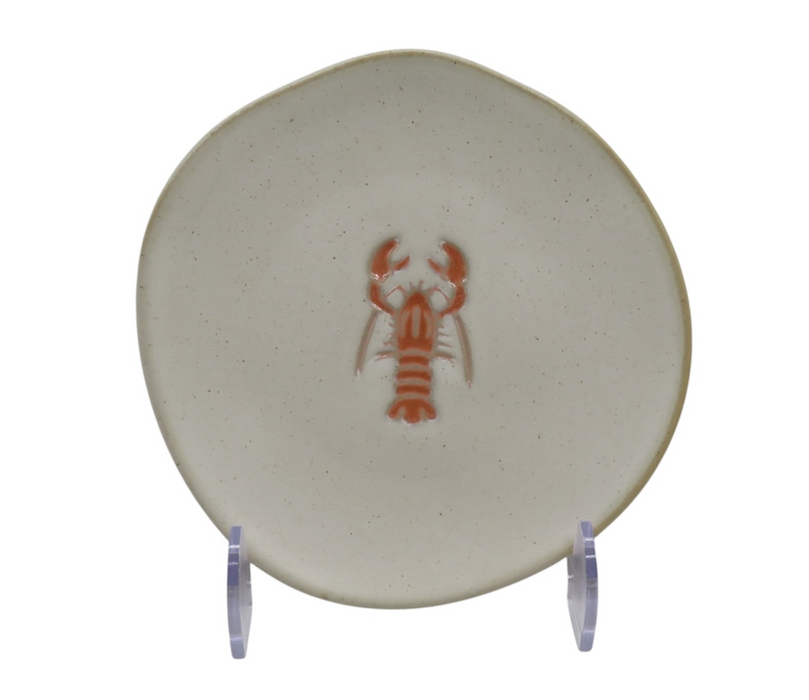 Small ceramic plate with lobster design from Travel & Tide