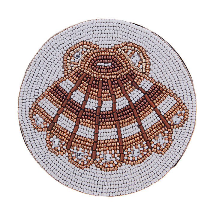 Beaded Coaster - Fan Shell - Gold