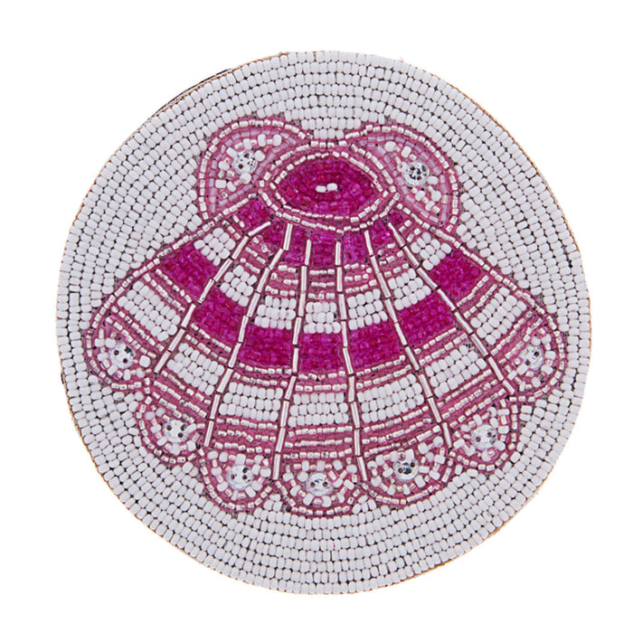 Beaded Coaster - Fan Shell - Pink