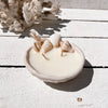Seashell pinched ceramic candle with natural seashells and dried botanicals