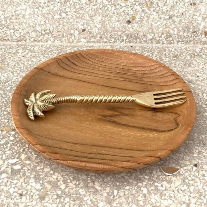 Gold brass palm fork for entertaining and cheese boards