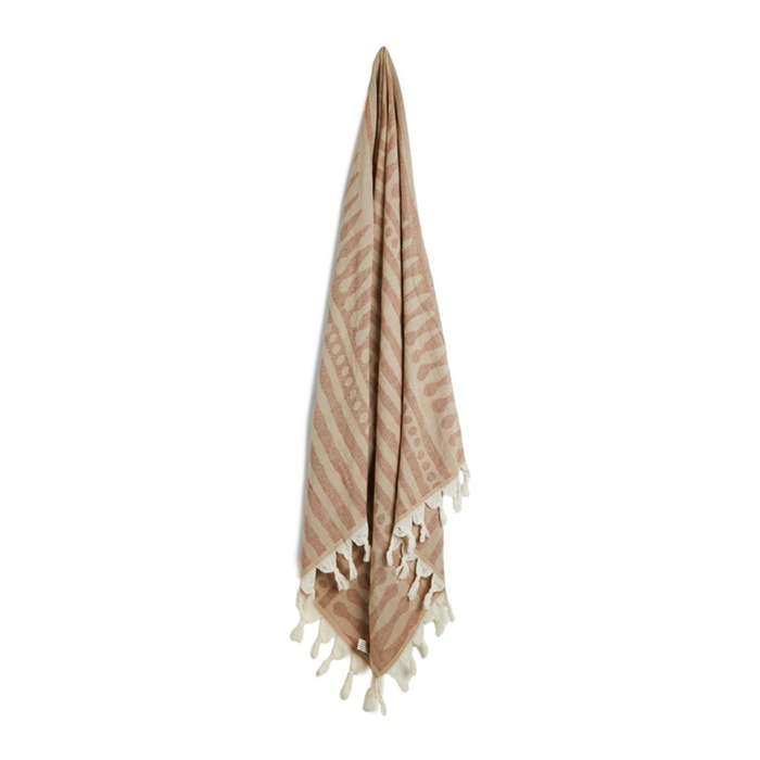 Tribal Stripe Turkish Towel - Brown