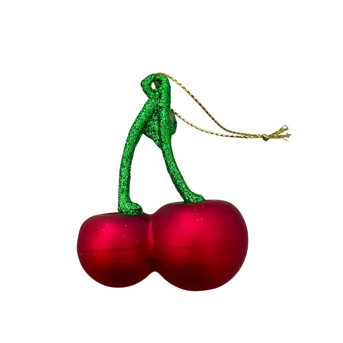 Cherries Glass Christmas Ornament