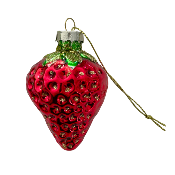 Strawberry Glass Christmas Ornament
