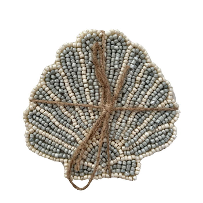 Set of 4 Venus Beaded Coasters in Seafoam