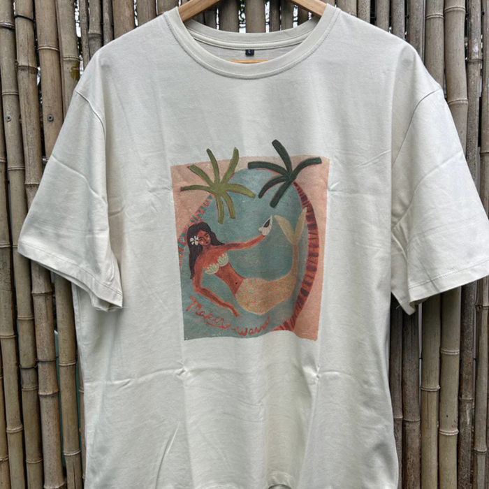 Sue Fantini Making Waves organic cotton tee with mermaid artwork