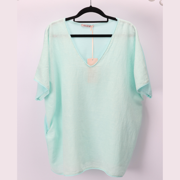 Tiffany Linen Top – Women’s One Size Linen Shirt (Fits 8–14)