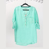 Wednesday Lulu women’s 100% linen top in Tiffany, relaxed fit