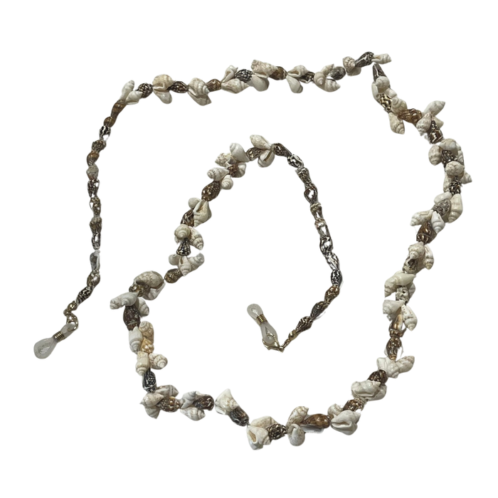 Brown shell sunglass chain with natural shells, 90cm coastal accessory for sunglasses