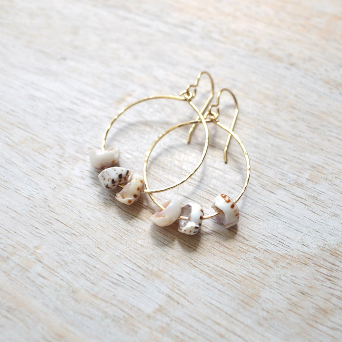 Triple Puka Shell Hoops