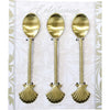 Handcrafted brass shell teaspoon set of three