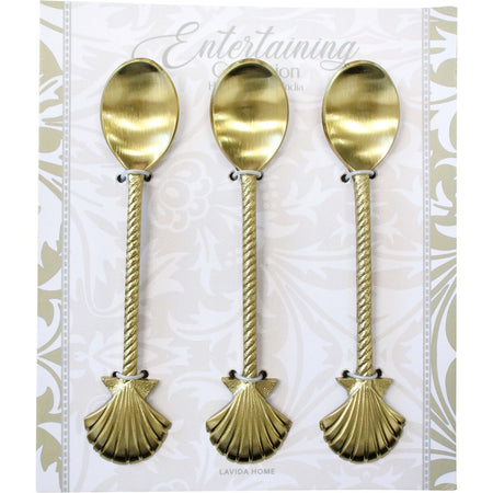 Handcrafted brass shell teaspoon set of three