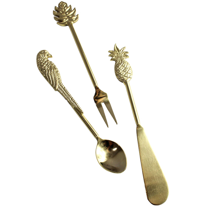 Handcrafted aluminium charcuterie set with tropical designs