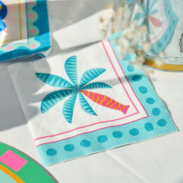 Pack of 20 Fiesta paper napkins – colourful, large format napkins ideal for parties and everyday table settings