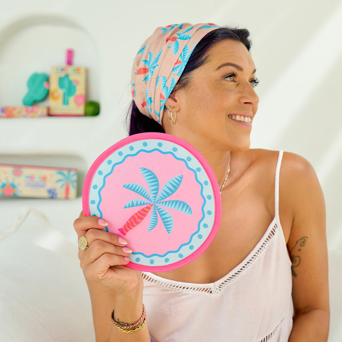 Fiesta design twist fans with matching pouches—compact, portable fans that fold to fit in your purse.