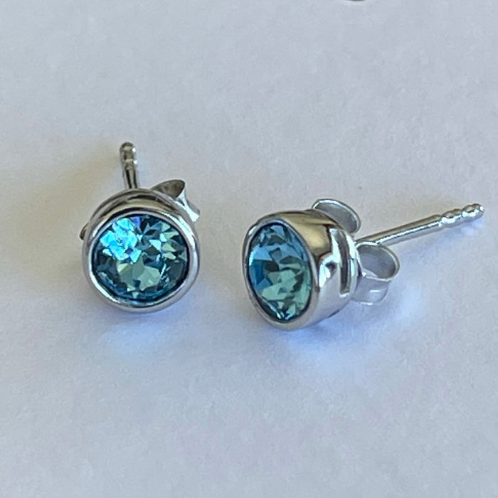 Sparkle Stud Earrings - Aquamarine