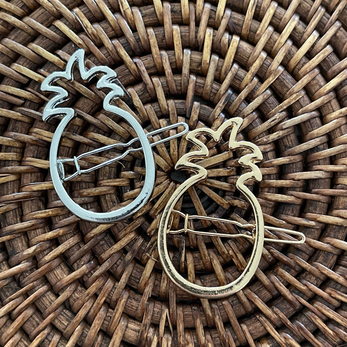 Pineapple hair clip gold simple tropical accessory