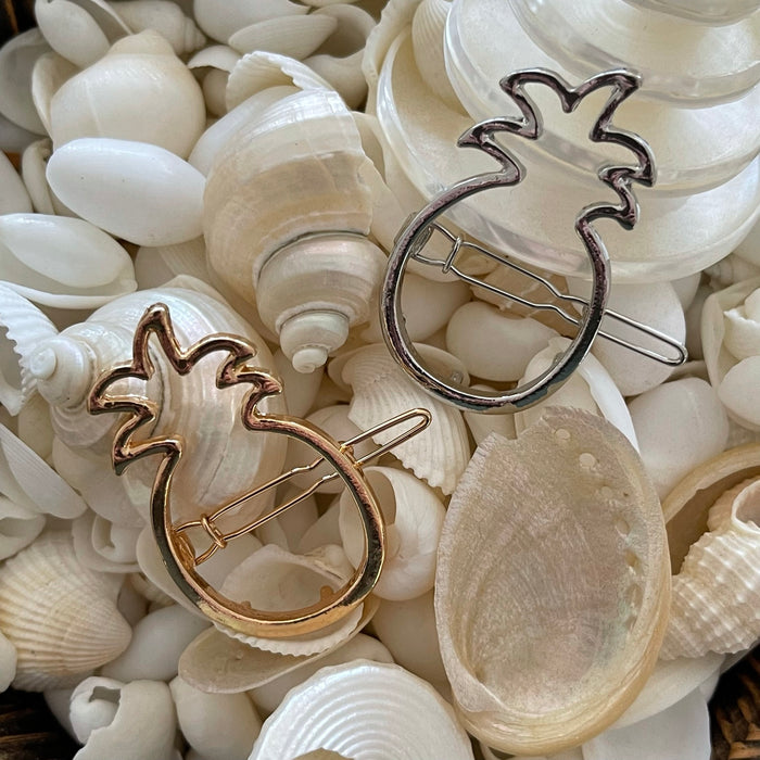 Gold pineapple hair clip tropical design beach hair