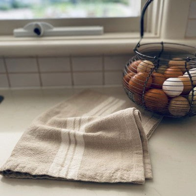 Cream Stripe Tea Towel