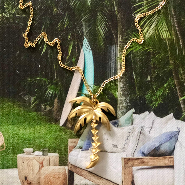 Gold Key Largo Palm Tree Pendant