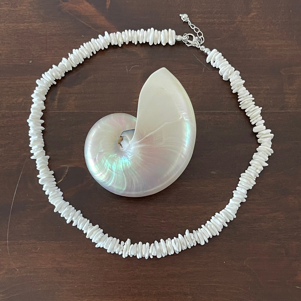 Blue puka shell online necklace