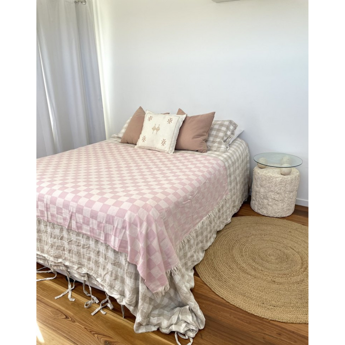 Checker Turkish Towel / Throw - Blush Pink