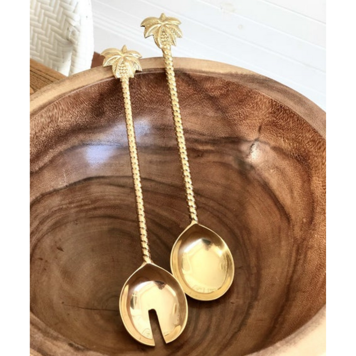 Brass Salad Servers - Palm Tree