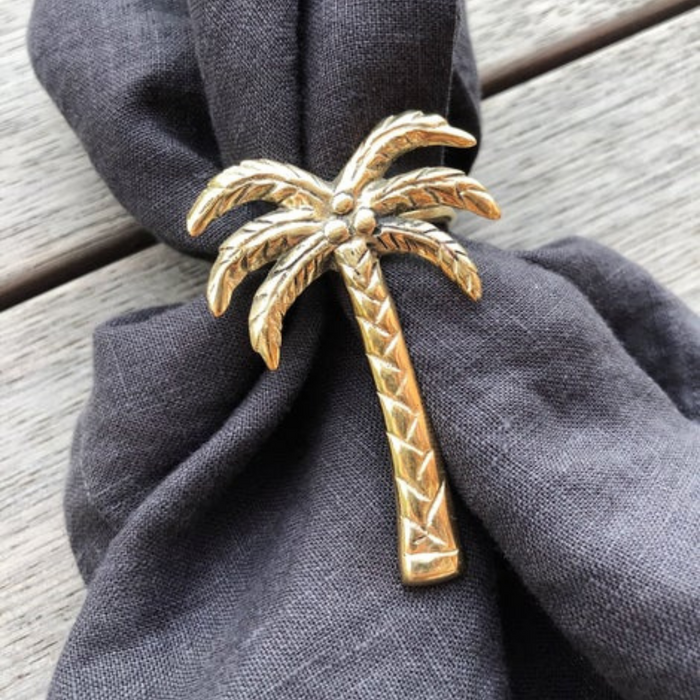 Brass Palm Tree Napkin Rings