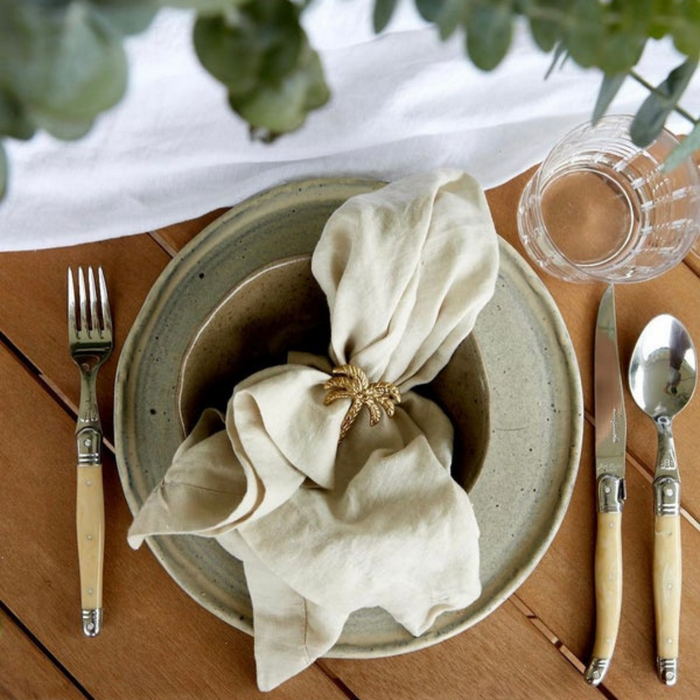 Brass Palm Tree Napkin Rings