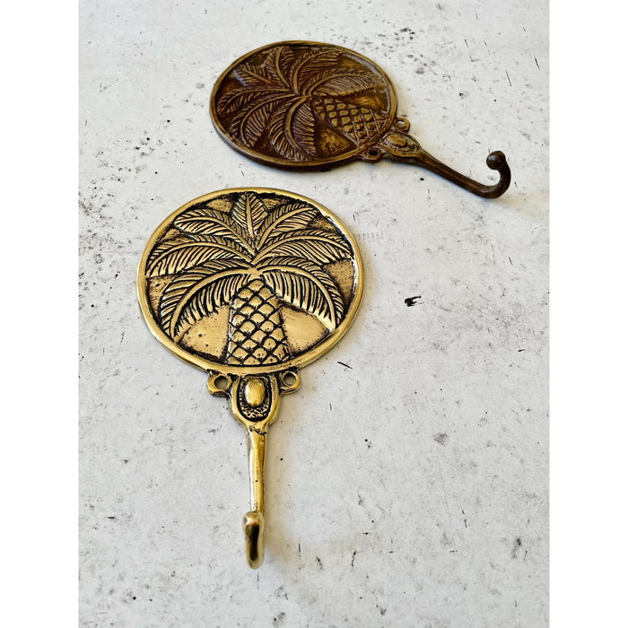 Round Brass Palm Hook - Antique